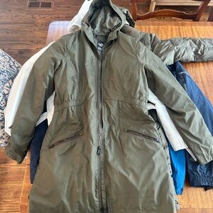 Women’s Olive Green Hooded Parka Rain Coat